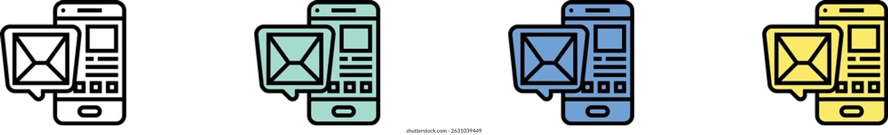 inbox icon. Outline, Green, Blue and Yellow Style Design Isolated On White Background