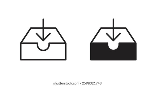 Inbox icon outlined icon vector collection.