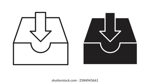 Inbox icon set in thin line. vector illustrations for web