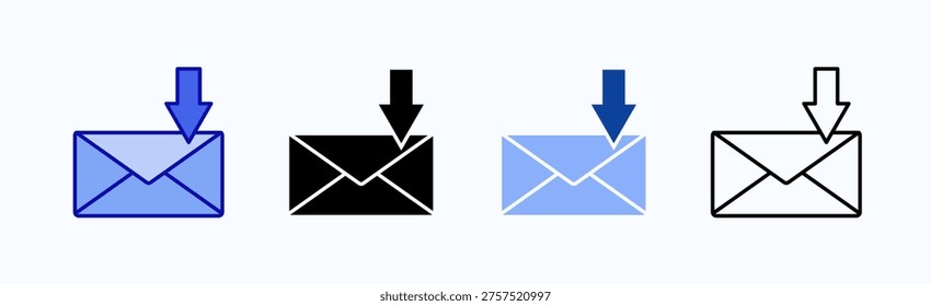 Inbox Icon Sheet Multiple Style Collection Isolated Vector