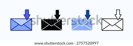 Inbox Icon Sheet Multiple Style Collection Isolated Vector