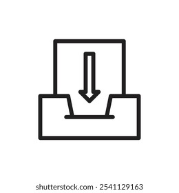 Icono de bandeja de entrada Ilustración plana de línea delgada