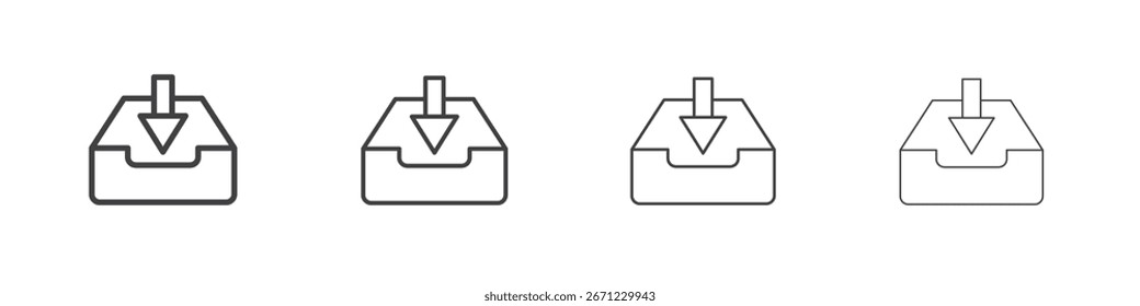 Inbox icon. Thin line icon for website design and development, app development.