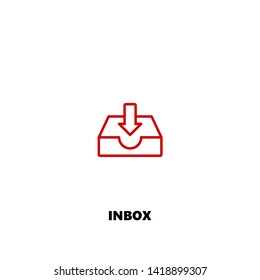 inbox icon. inbox vector design. sign design. red color