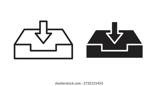 Icono de bandeja de entrada. Ilustración vectorial, plano y carrera