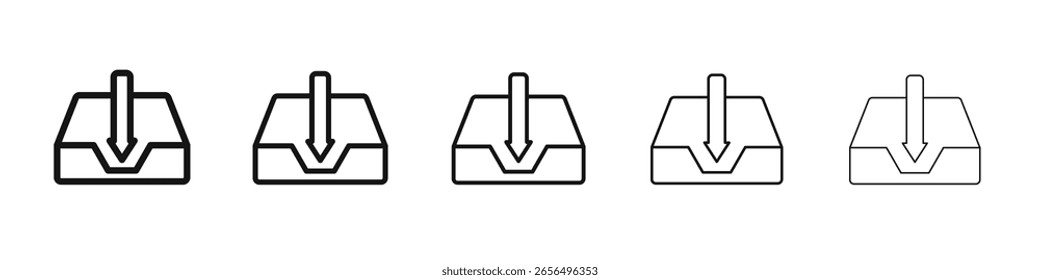 Icono de bandeja de entrada Vector conjunto de esquema signo de ilustración