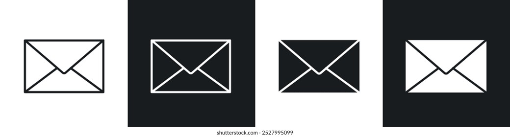 Inbox icon vector icon set black filled and outlined style.