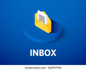 Inbox icon, vector symbol in flat isometric style isolated on color background