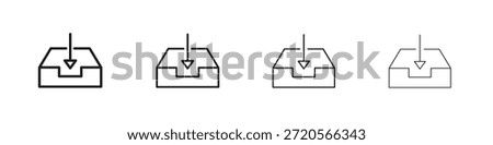 Inbox icons designed in outline, line and stroke style