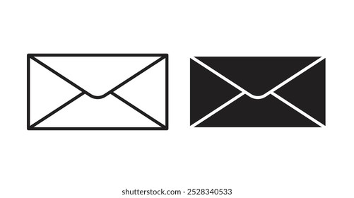 Inbox icons. Vector set in filled and line style.