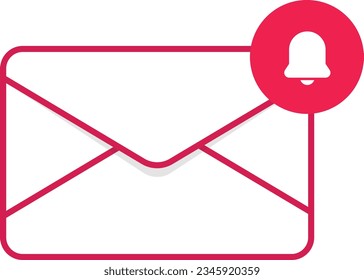 Inbox Illustration. Inbox with notification. Inbox with love bell. Envelope old style inbox illustration with love, bell and notification.