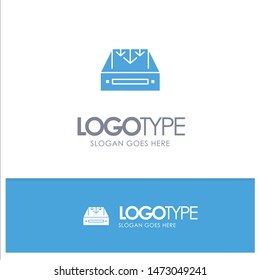 Inbox, Mail, Box, Container, Delivery, Parcel Blue Solid Logo with place for tagline