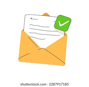 Inbox mail concept. New message notification, letter in online envelope. Newsletter in mailbox. E-mail marketing, subscription, communication. Flat vector illustration isolated on white background