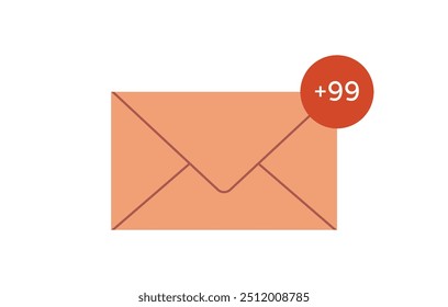 Inbox mail, new message notification, newsletter in mailbox, letter in online envelope, subscription communication isolated on white background flat vector illustration.