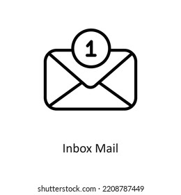 Inbox mail  Outline Vector Icon Design illustration on White background. EPS 10 File