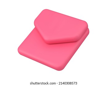 Inbox message chat button pink envelope internet notification realistic 3d icon vector illustration. Isometric newsletter alert remotely contact communication. Online texting app decorative design