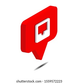inbox message icon 3d isometric vector isolated on white background. red bubble chat. Web Design Graphic. Notification Icon