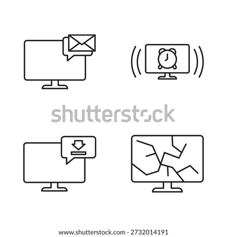 Inbox message and map pin symbols on monitor