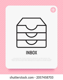 Inbox message thin line icon. Modern vector illustration of web communication.