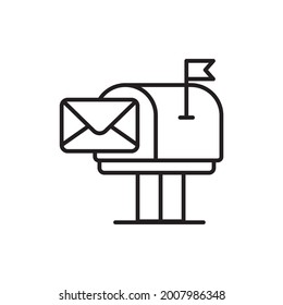 Inbox Message vector outline icon style illustration. Marketing and advertising symbol EPS 10 file