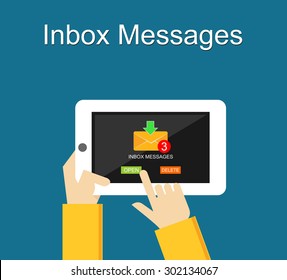Inbox messages notification on mobile phone concept.