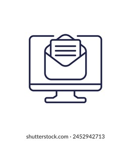 inbox, new email line icon on white