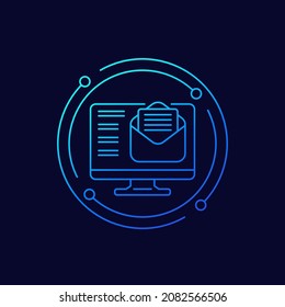 icono de bandeja de entrada, nuevo vector de línea de correo electrónico