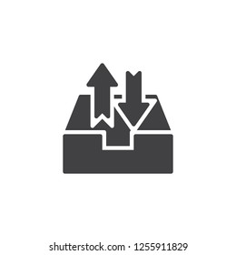 Inbox and outbox documents vector icon. filled flat sign for mobile concept and web design. Download and upload arrows simple solid icon. Symbol, logo illustration. Pixel perfect vector 