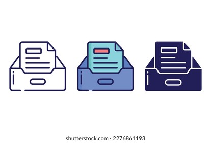 Inbox outline and solid vector icon