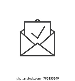 Inbox, receive mail line icon, outline vector sign, linear style pictogram isolated on white. Newsletter in envelope symbol, logo illustration. Editable stroke