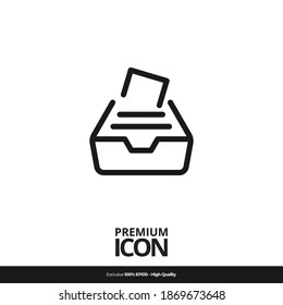 Inbox symbol Vector line icon illustration mobile application. Simple flat modern design style. Black color.