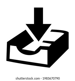 Inbox tray icon isolated vector illustration. High quality black style vector icon