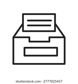 Inbox Tray Line Icon – Incoming Document Symbol.File Inbox Line Icon – Office Document Tray..eps
