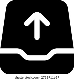 Diseño de Vector de bandeja de entrada en estilo moderno, mensajes salientes y concepto de correo enviado, ilustración de comunicación digital. Icono de glifo