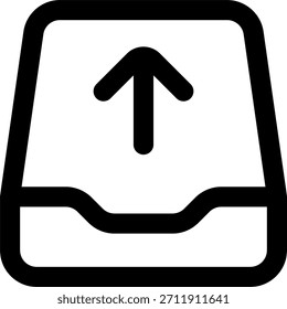 Diseño de Vector de bandeja de entrada en estilo moderno, mensajes salientes y concepto de correo enviado, ilustración de comunicación digital. Icono de línea