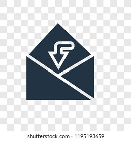 Inbox vector icon isolated on transparent background, Inbox transparency logo concept