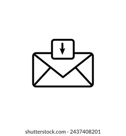 Ilustración de icono de línea de vector de bandeja de entrada.