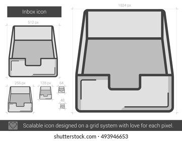 Inbox vector line icon isolated on white background. Inbox line icon for infographic, website or app. Scalable icon designed on a grid system.