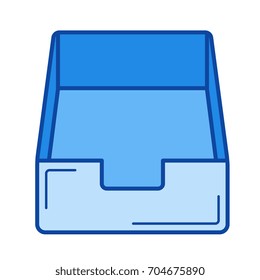 Inbox, Vektorgrafik Symbol einzeln auf weißem Hintergrund. Inbox-Line-Symbol für Infografik, Website oder App. Blaues Symbol für ein Gittersystem.