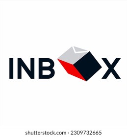  "Inbox" word design with illustration of mailbox on letter O.