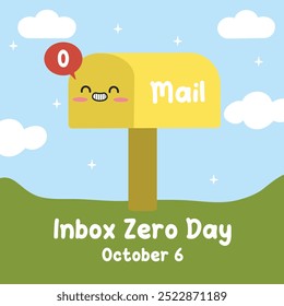 Inbox Zero Day. Suitable for flat design graphic illustration for social media ads, flyer design, flat illustration, banner, template, poster, greeting card, etc