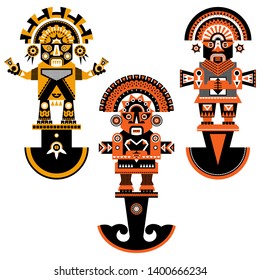 Inca ceremonial knifes. Tumi. Vector illustration