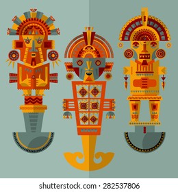 Inca ceremonial knives. Tumi. Vector illustration