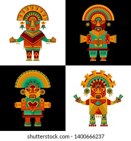 Inca Ceremonial Sculptures. Vector Illustration