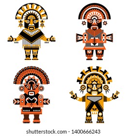 Inca ceremonial sculptures. Vector illustration