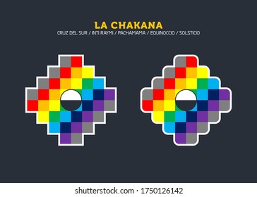 Inca Cross Chakana, Inti Raymi Ecuador, Peru emblematic symbol of an ancestral and cultural celebration of the Andean peoples for the winter solstice. Ethnic folk image. Tribe motif. Tribal. Pachamama