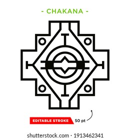 Inca Cross Chakana, Inti Raymi Ecuador, Peru emblematic symbol of an ancestral and cultural celebration of the Andean peoples for the winter solstice. Ethnic folk image. Tribe motif. Tribal. Pachamama