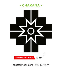 Inca Cross Chakana, Inti Raymi Ecuador, Peru emblematic symbol of an ancestral and cultural celebration of the Andean peoples for the winter solstice. Ethnic folk image. Tribe motif. Tribal. Pachamama