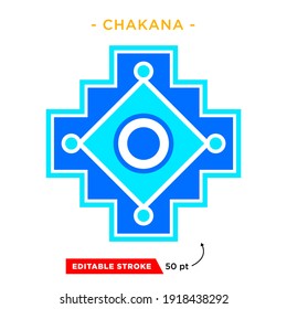 Inca Cross Chakana, Inti Raymi Ecuador, Peru symbolisches Symbol für eine Vorfahren-und kulturelle Feier der Andenvölker für die Wintersonne. Ethnisches Volksbild. Stammesmotiv. Stamm. Pachamama