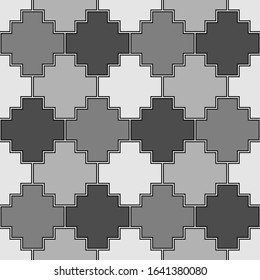 Inca crosses seamless pattern. Ethnic ornament. Folk background. Geometric wallpaper. Grid image. Tribal motif. Ancient mosaic. Digital paper, web design, textile print, abstract. Vector artwork.